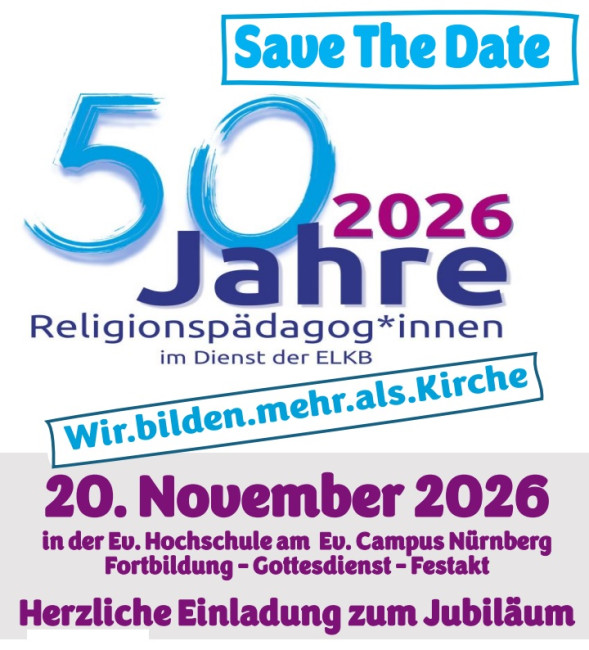 save the date 50 Jahre Relpäds im Dienst der ELKB